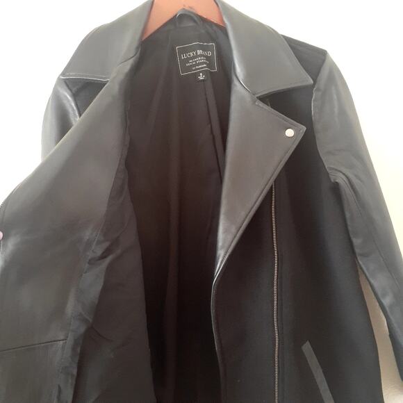 Lucky Brand Wool and Leather Mid Length Biker Jacket - Picture 4 of 11